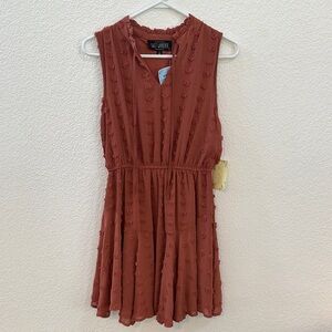 Sweet Wanderer Terracotta Textured Dot Dress
